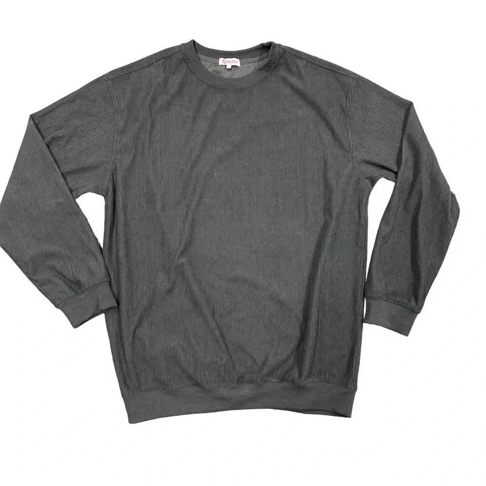 NWOT Rosebud Corded Crew Sweatshirt Women’s Large ribbed‎ neckline, cuffs, hem